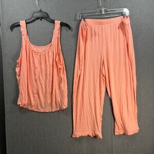 AnyBody Ruffle Tank and Cropped Pant Peach, X-Large